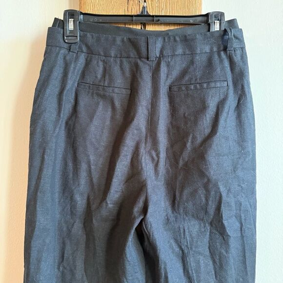 Favorite Daughter The Bea Pant Linen Blend Ankle Straight Trouser Black Size 6 - Picture 8 of 11